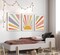 3pcs Summer Boho Canvas Wall Art Rainbow Sun Rising on the Horizon Geometric Nature Illustration Line Pictures Wall Decor Posters Prints for Toddler Kids Room Home Decoration Unframed